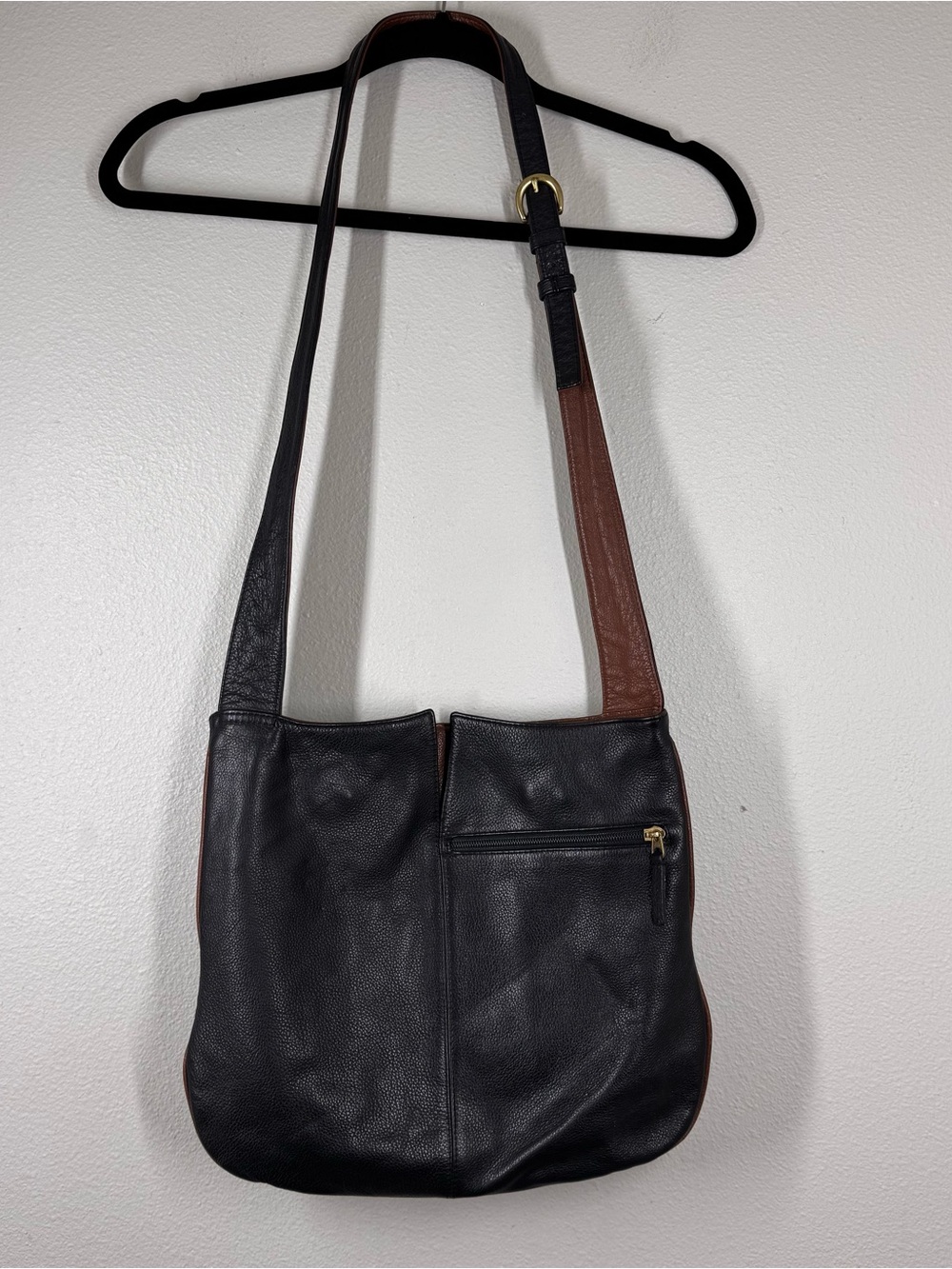Orvis Black Brown Pebbled Leather Crossbody Messenger Shoulder Bag Gorpcore